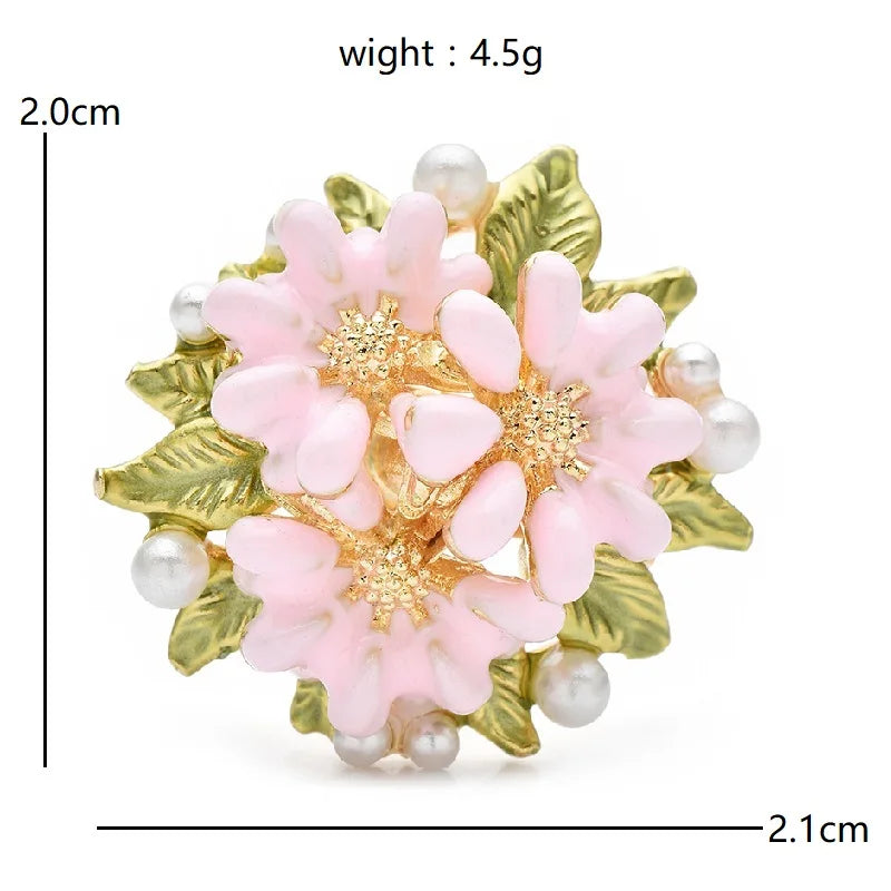 Pink Flower Cluster with Pearlescent Accents Brooch