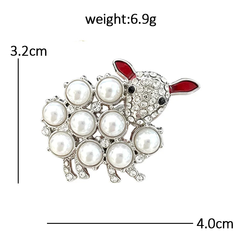 Broche agneau cabochon rond