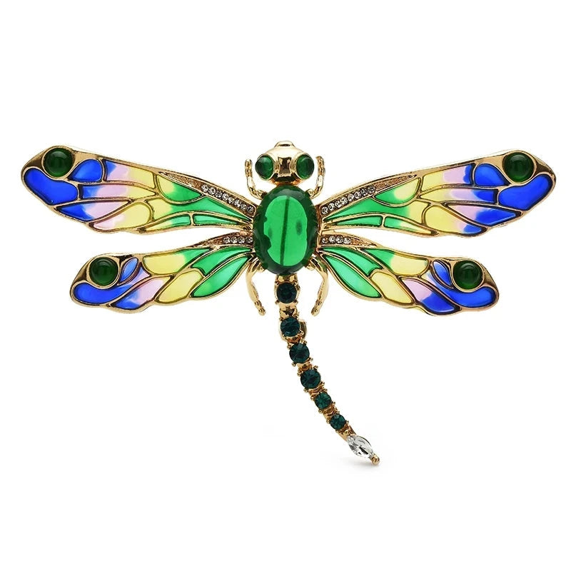 Enamel Dragonfly with Faceted Body and Patterned Wings Brooch original variant product photo