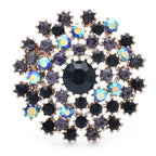 Rhinestone Dandelion Flower with Faceted Center Brooch — Blue