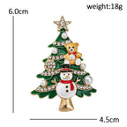 Christmas Tree with Snowman and Teddy Brooch