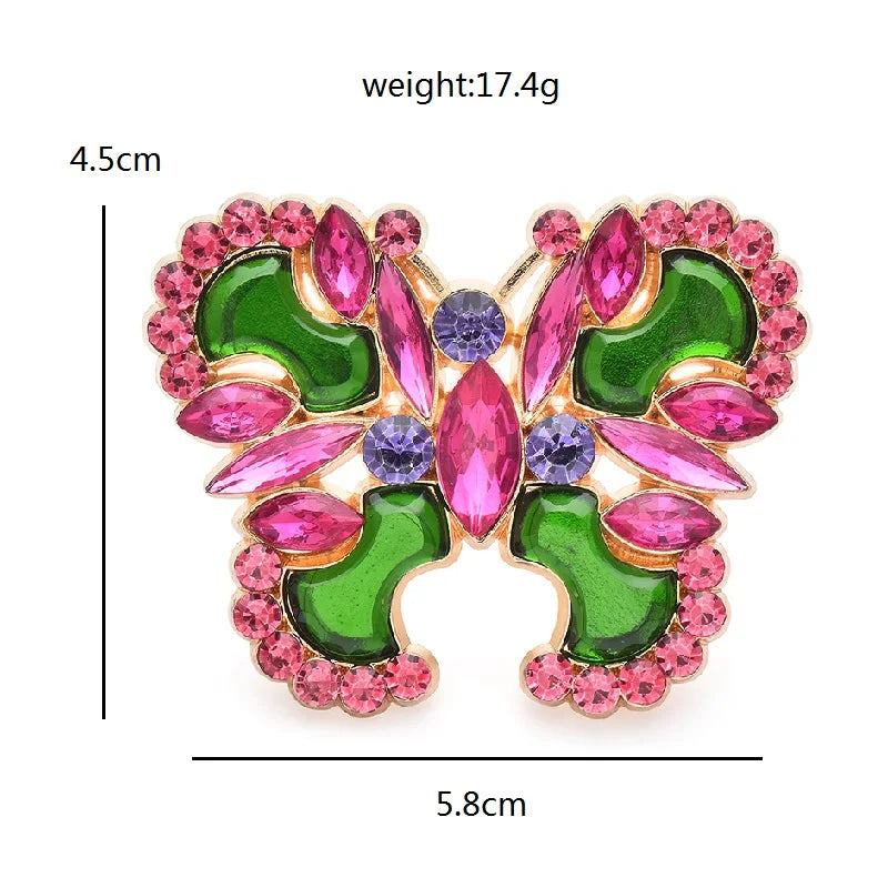 Ornate Faceted Butterfly Brooch — dimensions