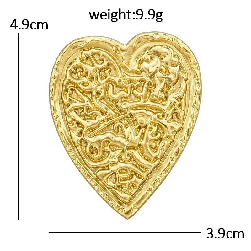 Ornate Embossed Golden Heart Brooch