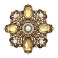 Baroque Faceted and Pearl-Look Accent Medallion Brooch original white background product photo