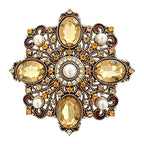 Baroque Faceted and Pearl-Look Accent Medallion Brooch original white background product photo