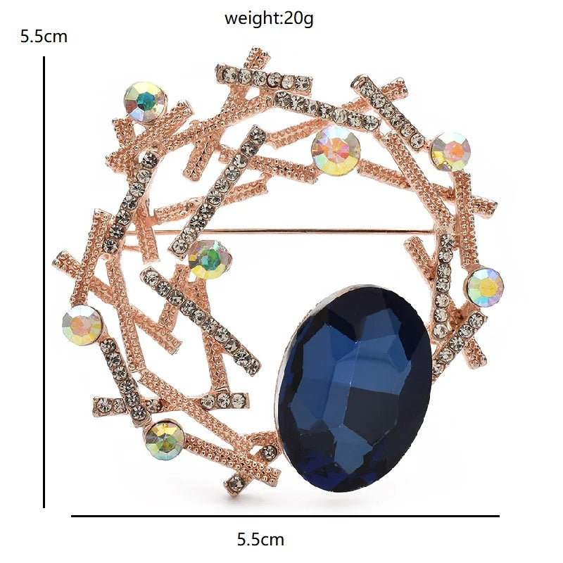 Geometric Branch Wreath with Faceted Oval Brooch dimensions and weight