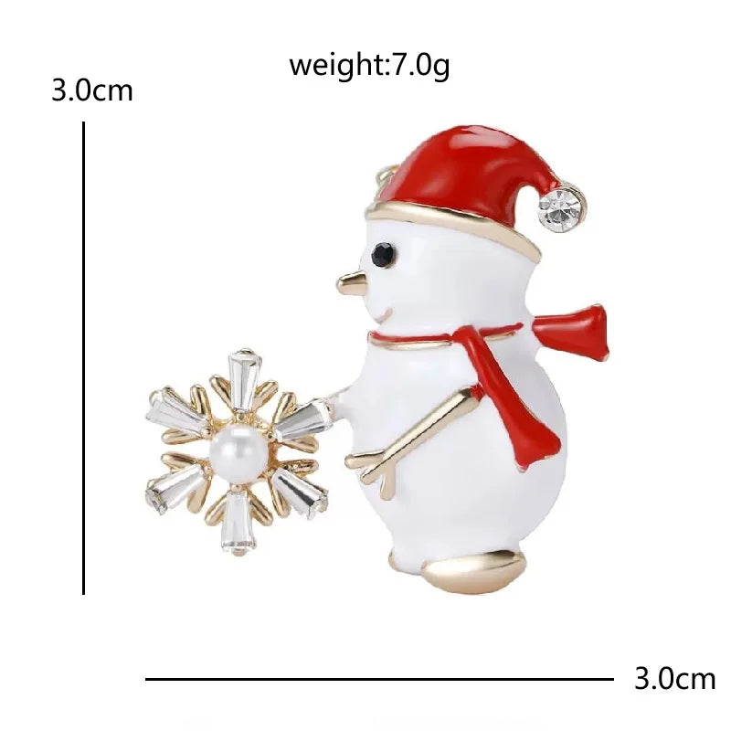 Enamel Snowman Holding a Snowflake Brooch — dimensions