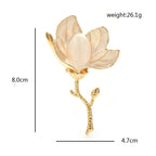 Enamel Magnolia Stem Brooch — dimensions