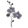 Jeweled Blossom Branch Brooch — Purple