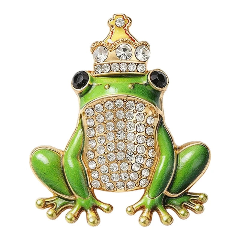 Crowned Frog with Sparkling Belly Brooch original white background product photo