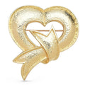 Matte Heart with Bow Brooch — Gold