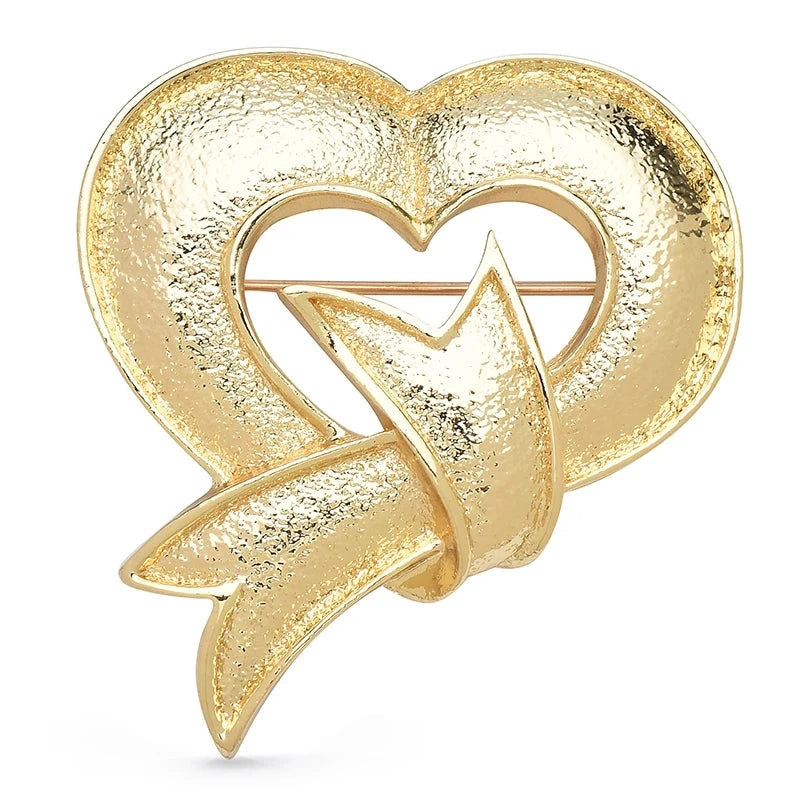 Matte Heart with Bow Brooch
