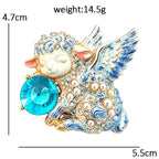 Winged Angel Lamb with Jeweled Orb Brooch