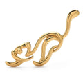 Playful Openwork Cat Brooch — Gold