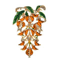 Jeweled Floral Spray with Hanging Petals Brooch — Yellow