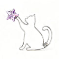 Reaching Cat with Star Accent Brooch original white background product photo