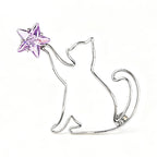 Reaching Cat with Star Accent Brooch original white background product photo