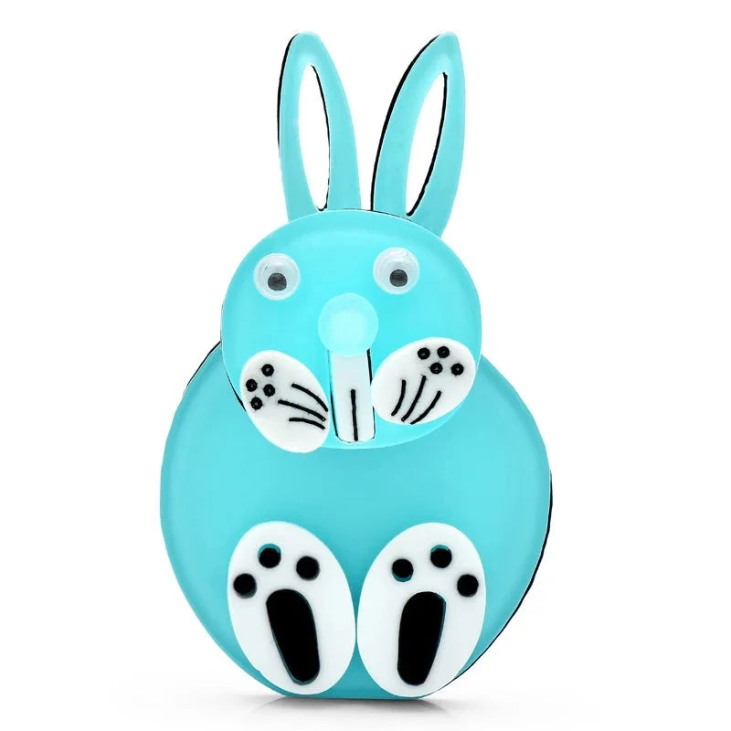 Articulated Acrylic Rabbit Brooch — Turquoise