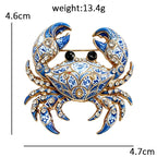 Patterned Crab with Rhinestones Brooch