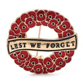 Lest We Forget Red Poppy Wreath Brooch — Red