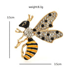 Striped Enamel Bee with Jeweled Wings Brooch — dimensions