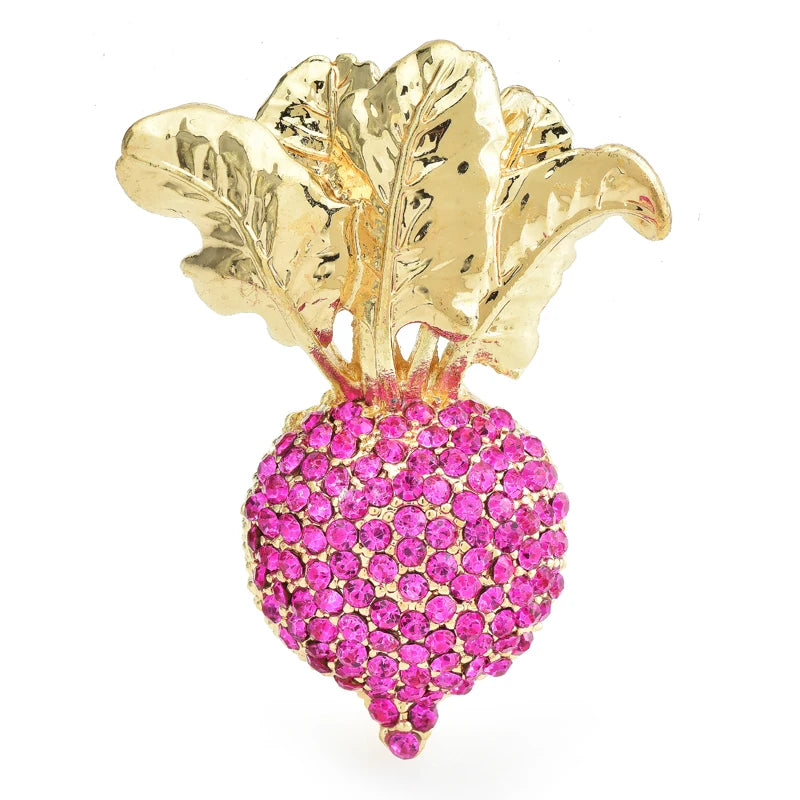 Jeweled Pink Radish Brooch