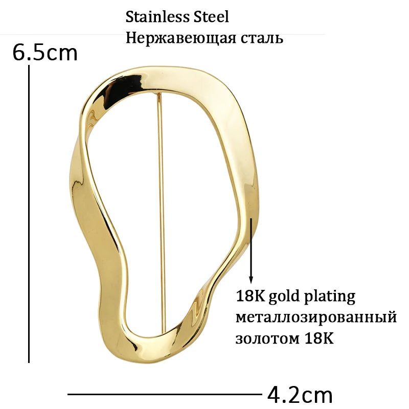 Asymmetric Sculptural Loop Frame Brooch