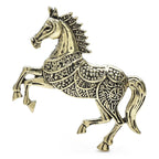Openwork Running Horse Brooch — Gold