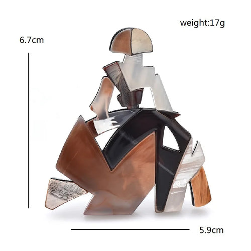 Abstract Seated Lady Acrylic Brooch