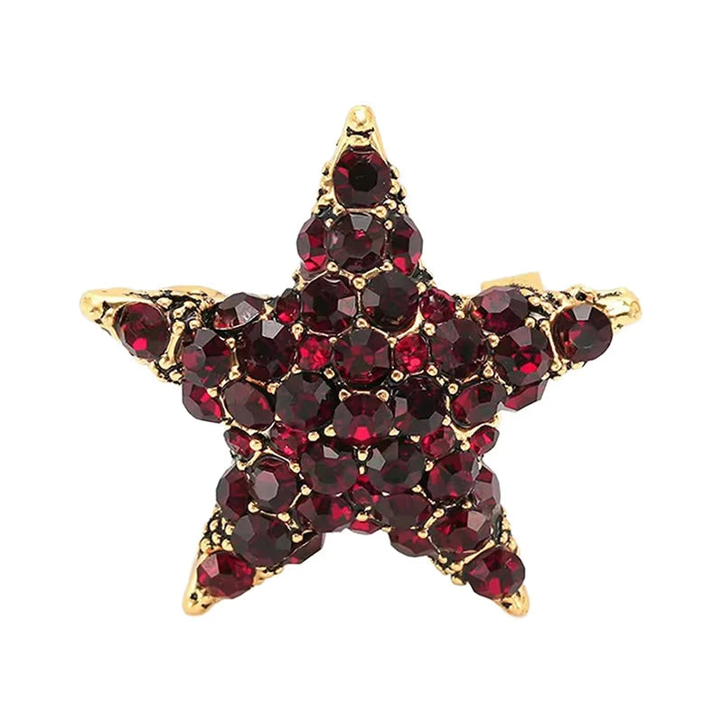 Pave Rhinestone Five Point Star Brooch original white background product photo