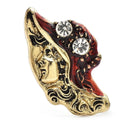 Vintage-Style Lady in Jeweled Red Hat Brooch — Lady in Red Hat