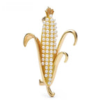 Pearl-Look Corn Cob Brooch — Gold