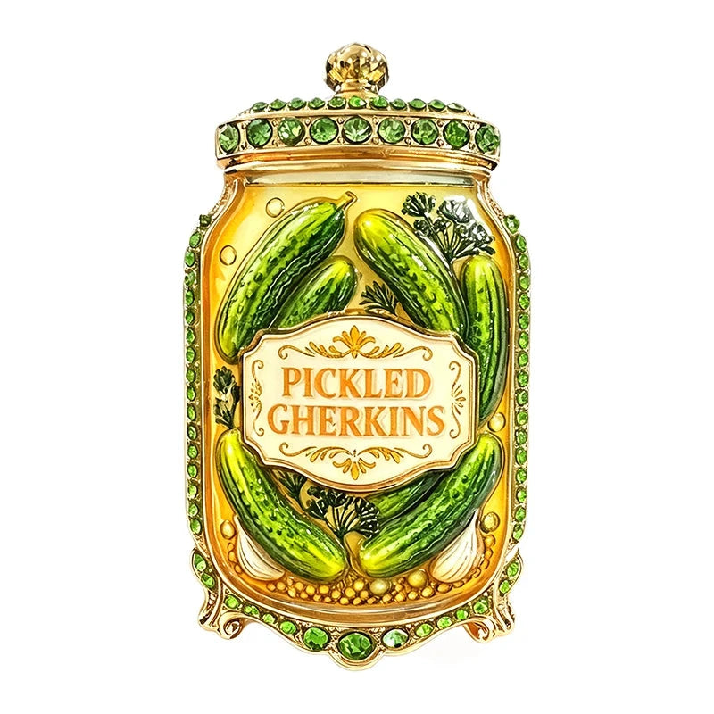Pickled Gherkins Jar Brooch original white background product photo