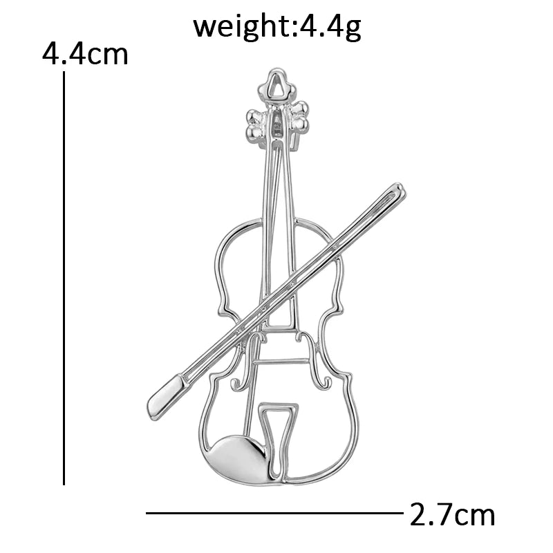 Openwork Violin and Bow Brooch