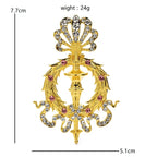 Jeweled Crown and Sword Emblem Brooch — dimensions