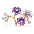 Enamel Plum Blossom Branch with Pearl-Look Buds Brooch — Purple