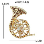 Ornate French Horn Brooch