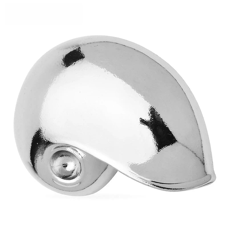 Polished Spiral Shell Brooch — Silver