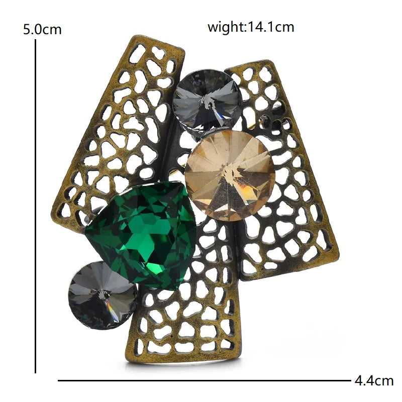 Geometric Openwork Tree with Faceted Accents Brooch dimensions and weight