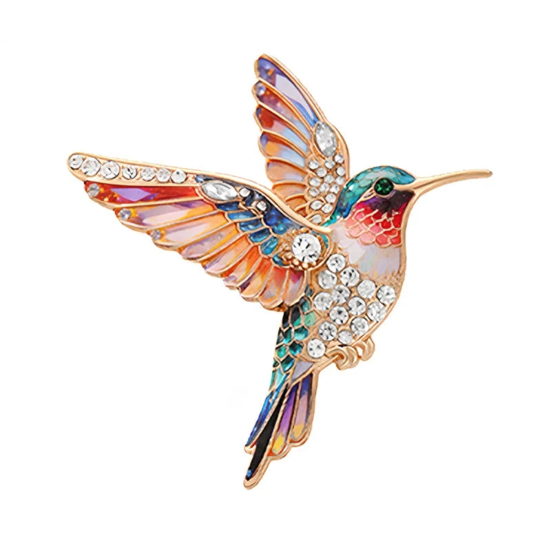 Hummingbird in Flight with Sparkling Wings Brooch original white background product photo