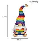 Rainbow Hat Christmas Gnome Brooch dimensions and weight