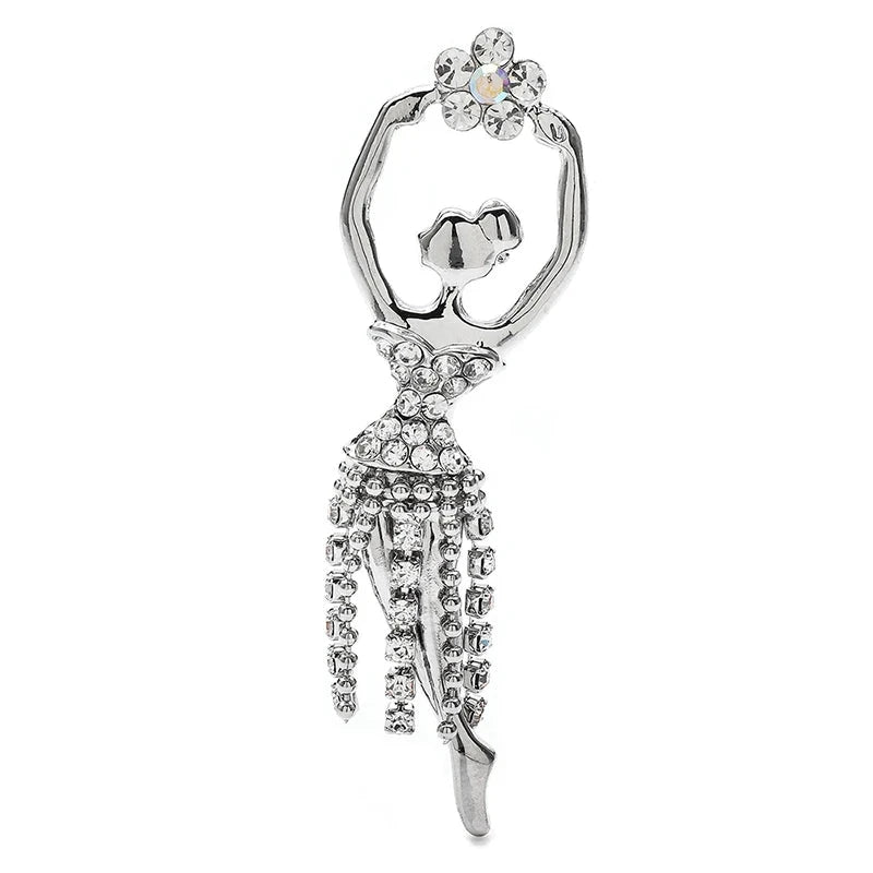 Broche danseuse avec pampilles en strass