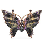 Patterned Enamel Butterfly with Scalloped Wings Brooch — Gray