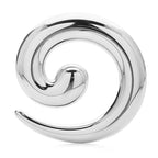 Polished Sculptural Spiral Brooch — Silver