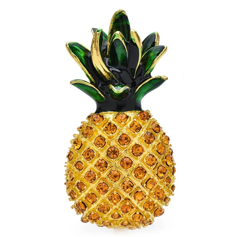 Sparkling Pineapple with Glossy Crown Brooch original white background product photo