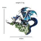 Enamel Dragon with Jeweled Wings Brooch — dimensions
