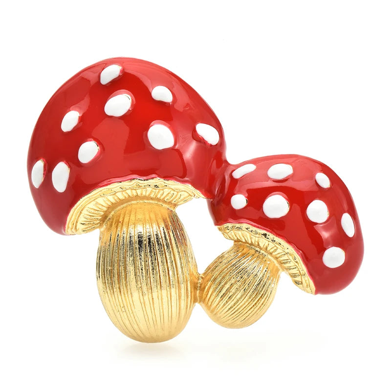 Red Toadstool Mushroom Duo Brooch