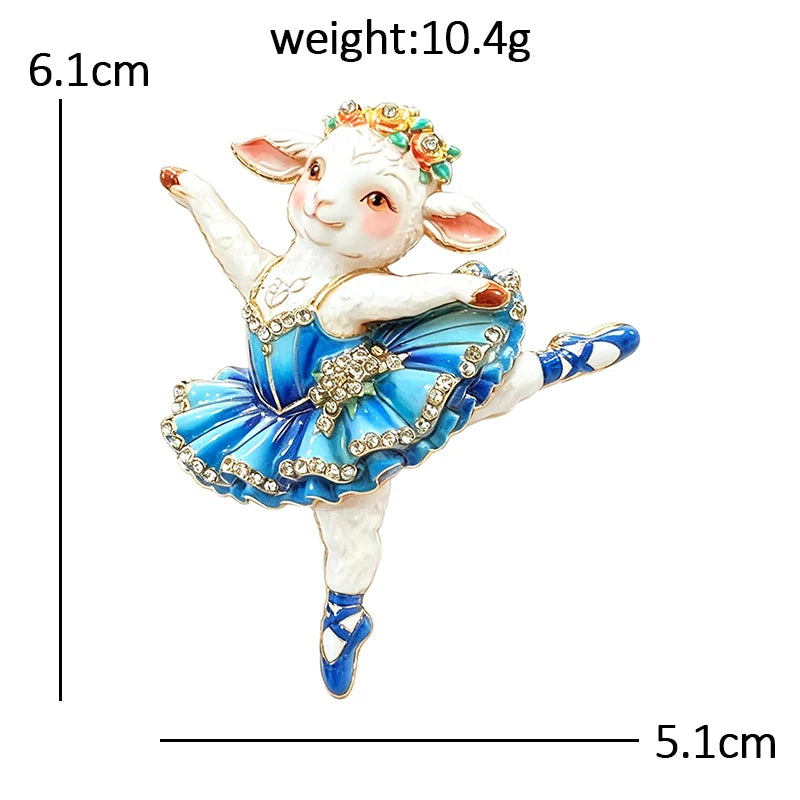 Ballerina Lamb in Tutu Brooch