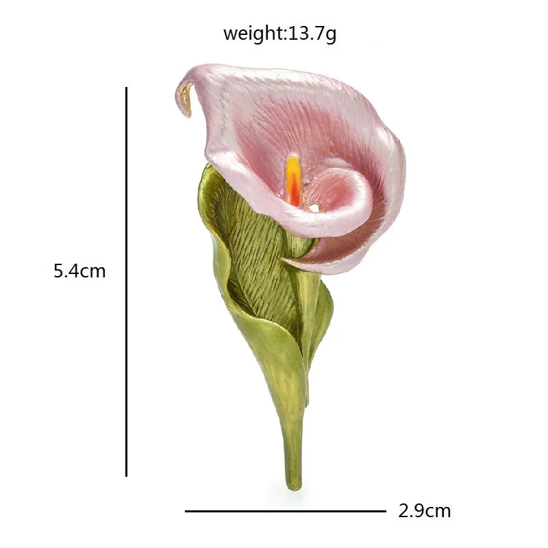 Enamel Calla Lily Stem Brooch