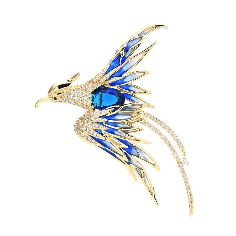 Jeweled Flying Phoenix Brooch